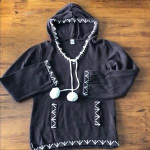 Prana Pom Pom cotton sweater! Brown and cream.